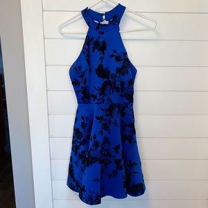 Blue and black formal dress